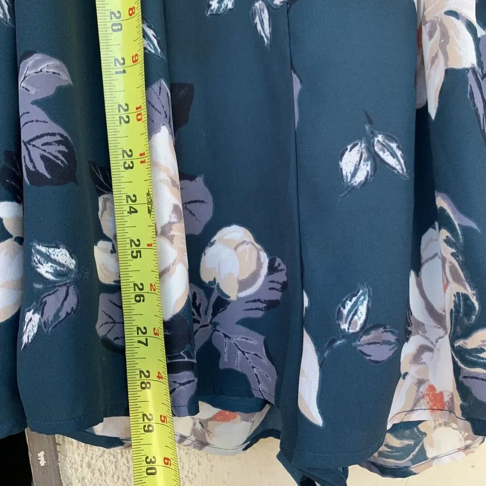 ASTR The Label Deep V Cut Green Floral Romper Size XS